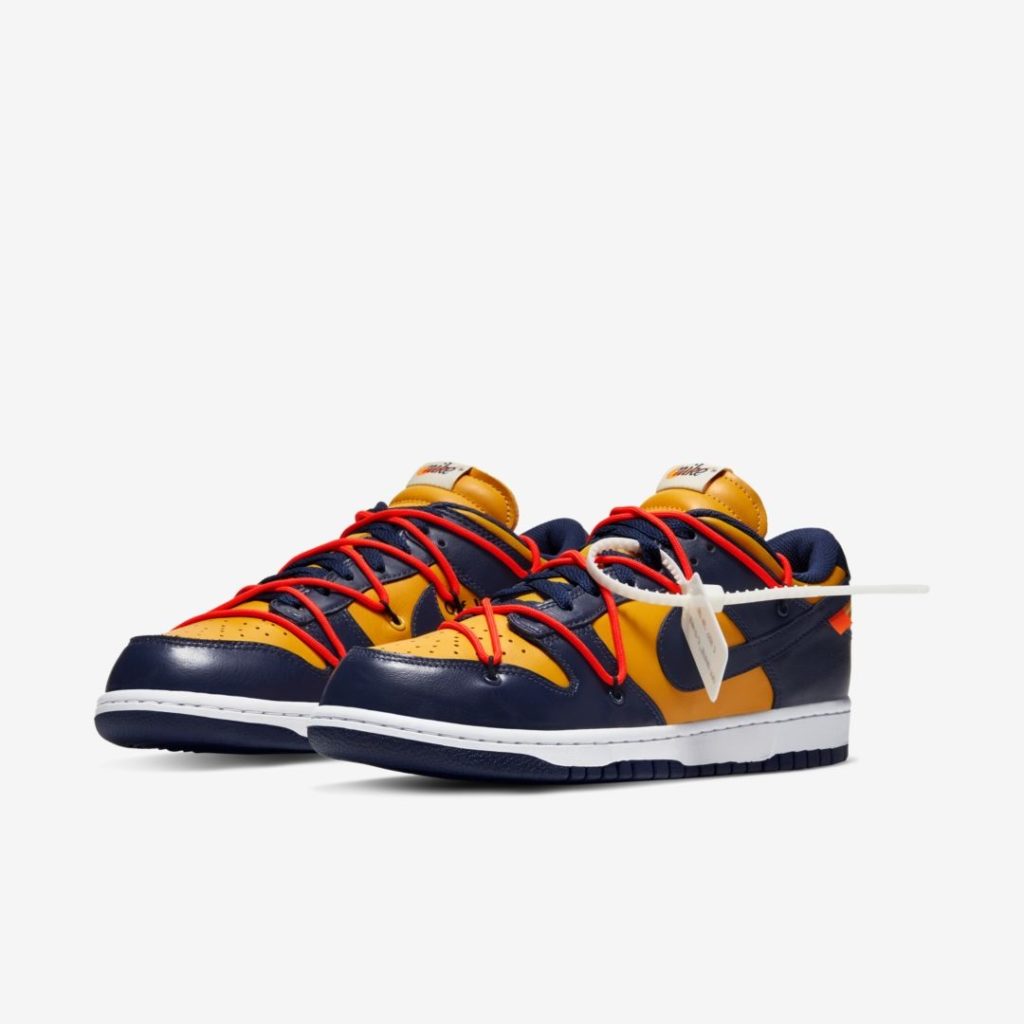 2019 Off-White Nike Dunk Low Collaboration "University Gold/Midnight Navy-White" Official Images 