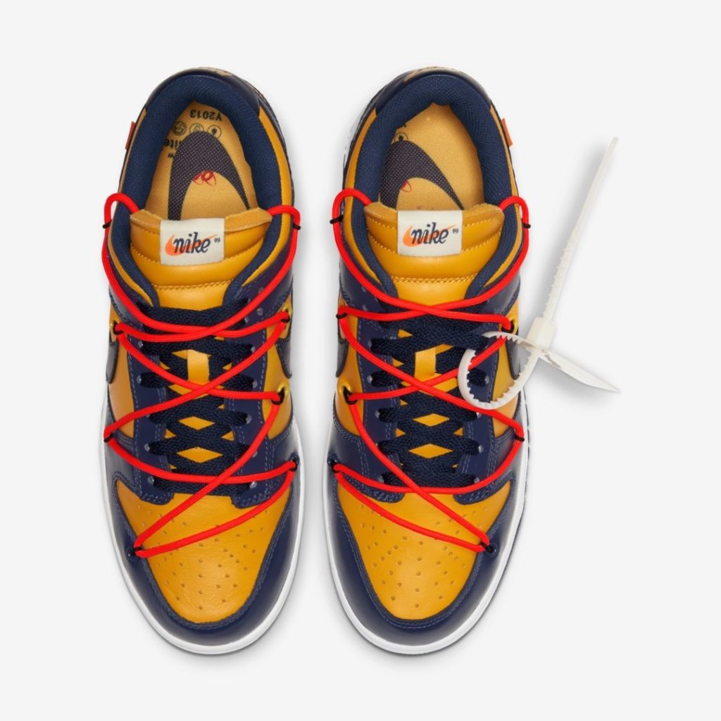 2019 Off-White Nike Dunk Low Collaboration "University Gold/Midnight Navy-White" Official Images 