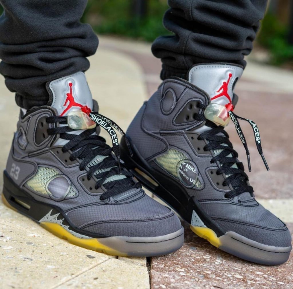 On Foot Look At The Off-White x Air Jordan 5 Collaboration | Sneaker Buzz