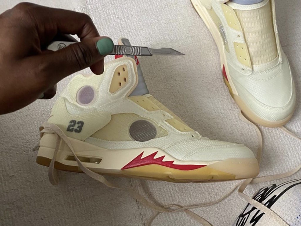 2020 Off-White Air Jordan 5 "Sail/Red/Silver-Fire Red" Release Date