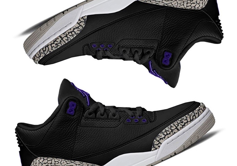 2020 Air Jordan 3 Retro "Black/Cement Grey-White-Court Purple" Release Date 