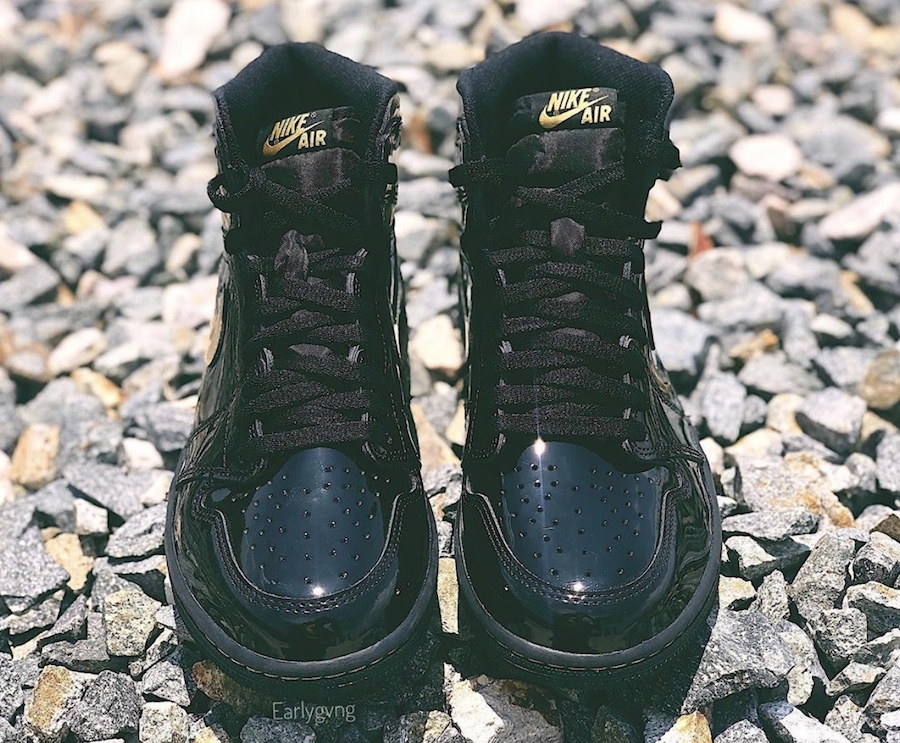2020 Air Jordan 1 Retro High OG "Black/Black-Metallic Gold" Patent Leather Release Date 