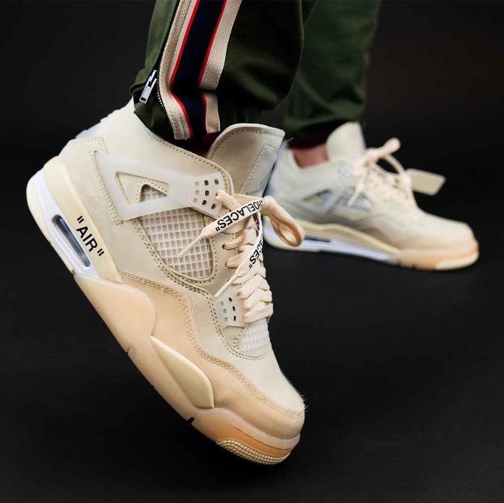2020 Off White Air Jordan 4 "Sail" Release Date On Foot/On Feet 