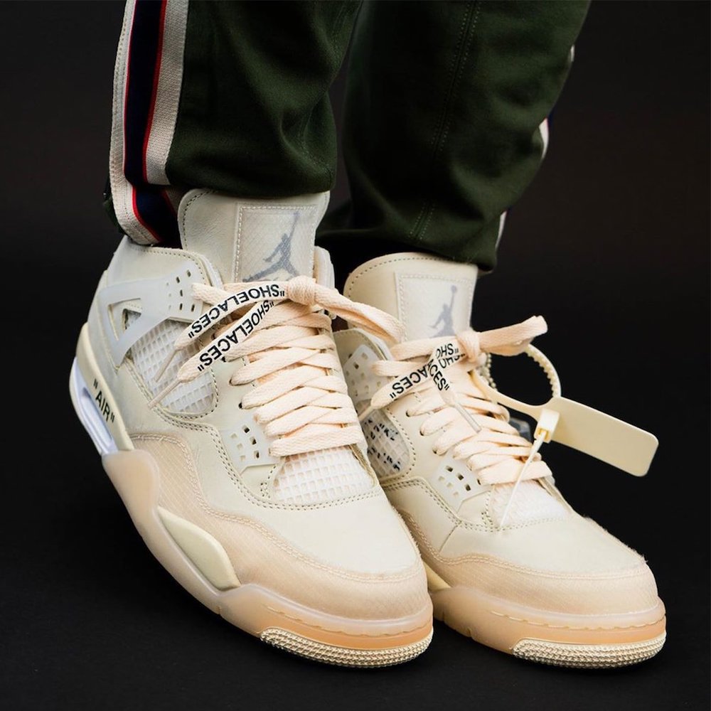 On-Foot Look At The Off-White x Air Jordan 4 "Sail" | Sneaker Buzz
