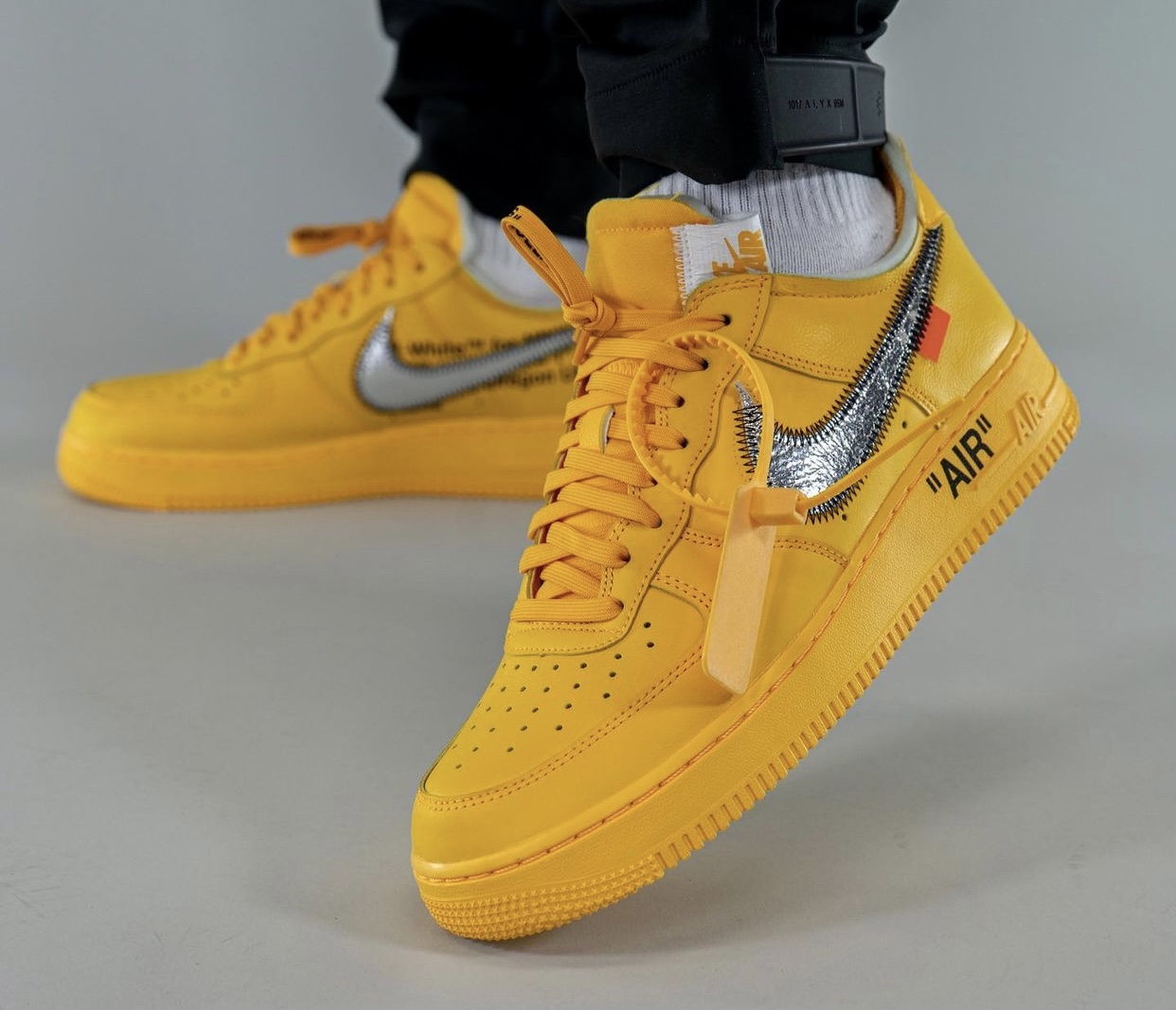 On-Foot Look At The Off-White x Nike Air Force 1 "University Gold