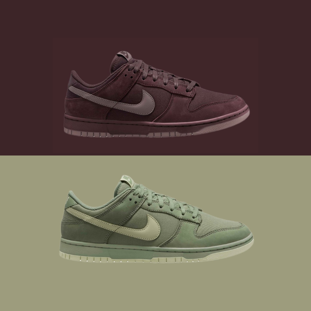 First Look At The Nike Dunk Low Premium “Oil Green” & “Burgundy Crush”