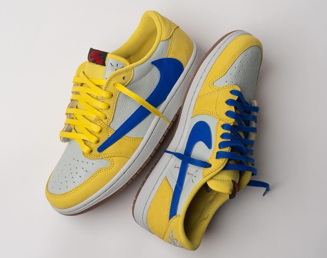 New Look At The Travis Scott x Air Jordan 1 Low OG “Canary Yellow”